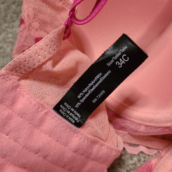 Pink Lace Bralette Bustier Bra Top - Picture 4 of 4